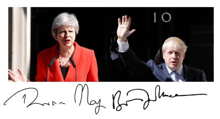 Firma de Boris Johnson y Theresa May