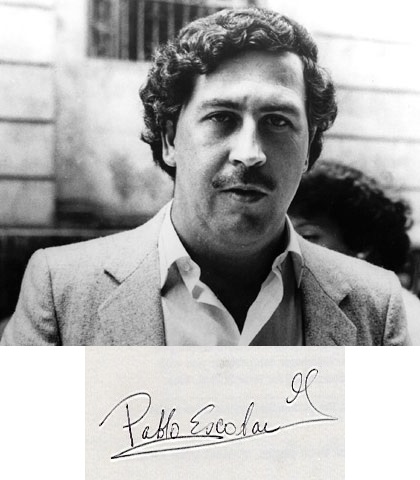 Firma de Pablo Escobar